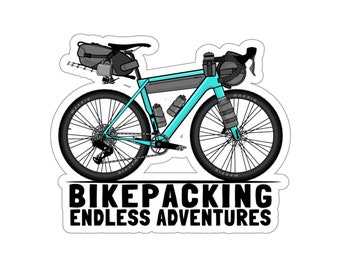 Bikepacking Endless Adventures Gavel bike Die-Cut Stickers