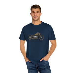 Arte conceptual de la camiseta de la motocicleta militar india, bobber explorador indio, propulsión Ion Drive, Cafe Racer, regalo de motociclista, prototipo de motocicleta True Navy