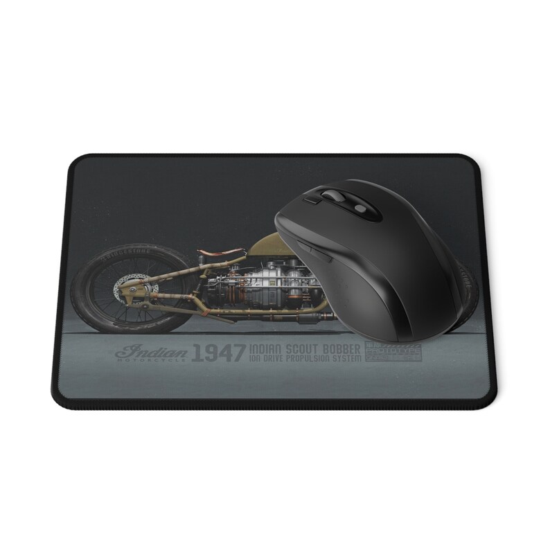 Indian Military motorcycle concept art mouse pad, Indian scout bobber, Ion Drive Propulsion, Cafe Racer, biker gift, Motorcycle prototype image 3