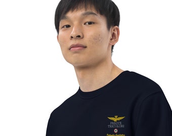 Unisex eco sweatshirt embroidered Frecce Tricolori, Italian flight demonstration squadron, Flight acrobatic team. italian airforce