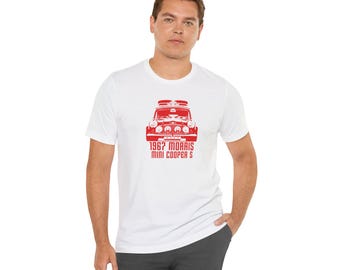Mini Cooper 1967 Morris Mini Cooper t-shirt Monte Carlo rally, gift UK production