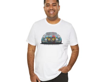 Vintage Rally Porsche Front View T-Shirt | Classic Race Car Illustration