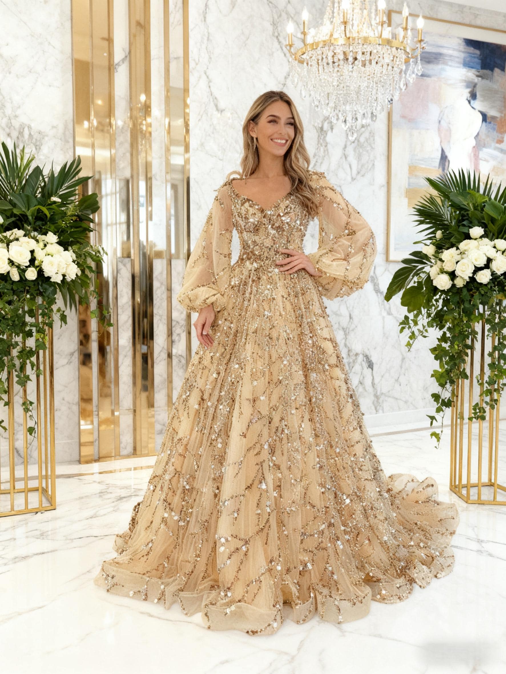 Diana Gold Lame Dress: Shiny Party Gown