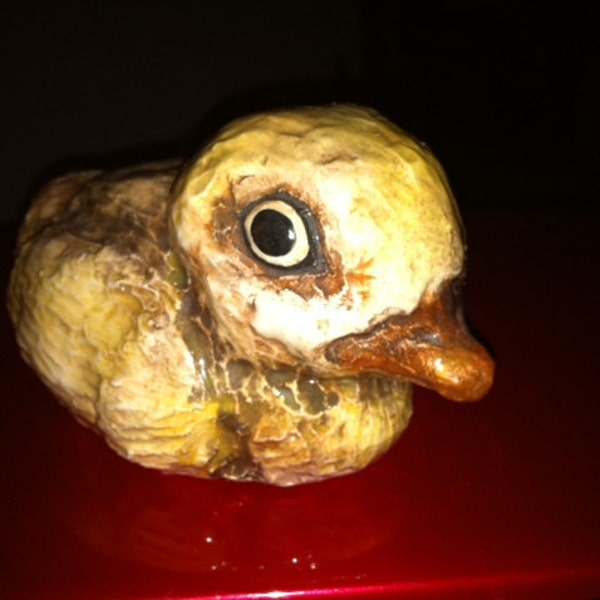 Vintage handmade google-eyed ceramic duck