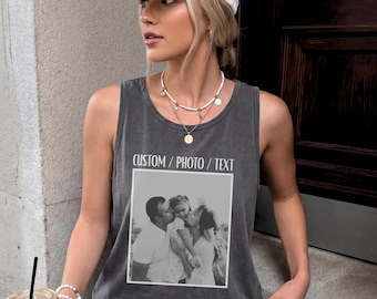Comfort Colors® Custom Family Photo Tank Top, Custom Mens/Womens Tank Top, Custom Tank Gift for Her, Personalized Photo Tank