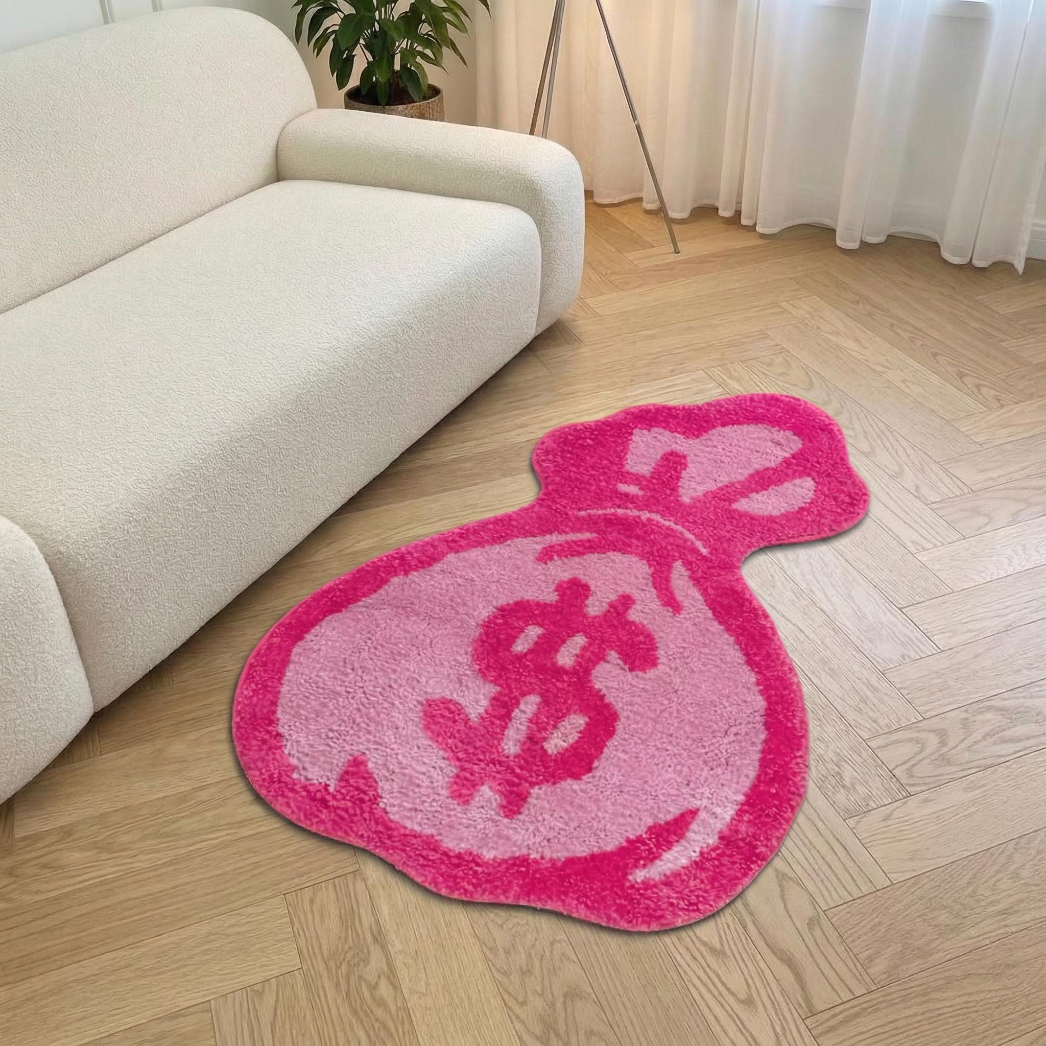 Pink Money Sign Rug