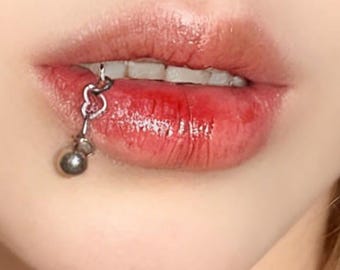 Anillo labial de 16 g con forma de corazón, pendiente labial personalizado, piercing de tragus moderno, pendiente de acero de titanio, joyería para piercing corporal