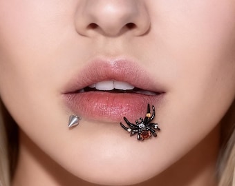 Spider Lip Ring,Personality Lip Stud, Cool Tragus Piercing, Titanium Steel Stud, Body Piercing Jewelry