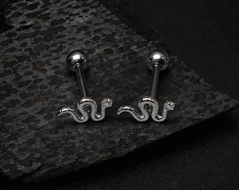 Snake Tongue Ring , Sweet Tongue Ring, Punk Style Stud, Titanium Steel Tongue Stud, Tongue Barbell, Stud Piercing