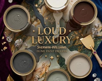 Paleta de pinturas Loud Luxury de Sherwin-Williams: tonos neutros intensos y contraste elegante (descarga digital)