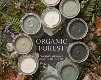 Paleta de pinturas Organic Forest de Sherwin-Williams: tonos neutros verdes terrosos (descarga digital)