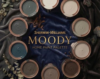 Paleta de pinturas Moody de Sherwin-Williams: Colores neutros intensos para el hogar (Descarga digital)