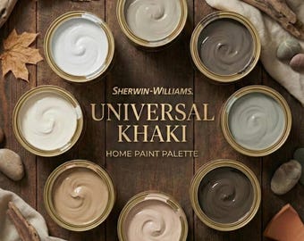 Paleta de pintura universal color caqui de Sherwin-Williams: tonos tierra neutros y cálidos (descarga digital)
