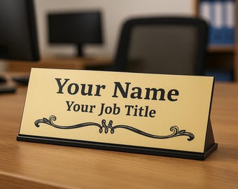Desk Name Plaque – Custom Name & Job Title – Office Sign