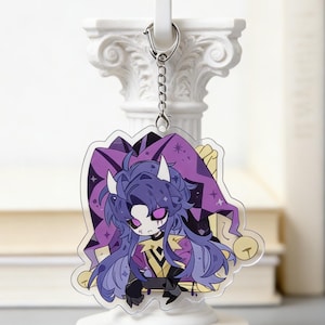Llavero acrílico versión Q del bufón del circo oscuro / Colgante para mochila clowncore / Regalo espeluznante y adorable para amigos