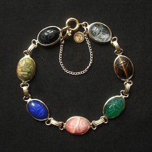 SCARAB Bracelet 7 1/2&quot; cRc 7 Medium Stones Beautiful Condition!