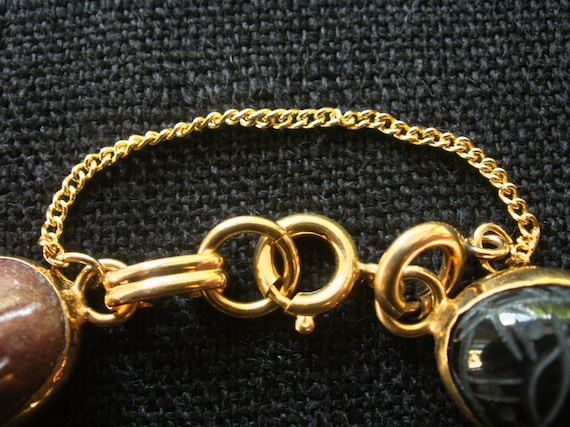 SCARAB Bracelet 6 Stones Gold Filled 7 1/2" Excel… - image 2