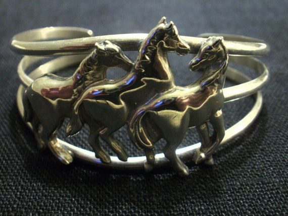 CAROL FELLEY Sterling Silver Three HORSE Equestri… - image 2