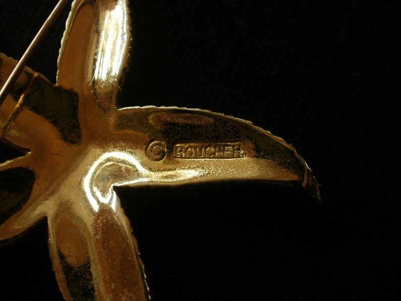 Signed BOUCHER STARFISH Pin Missing Stone Replace from Free Earrings
