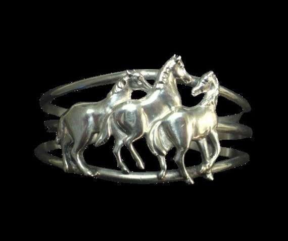 CAROL FELLEY Sterling Silver Three HORSE Equestri… - image 1