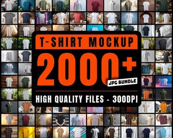 2000+ T-Shirt Mockup Bundle, Apparel Mockup Bundle, Flatlay & Model JPG Mockup Pack