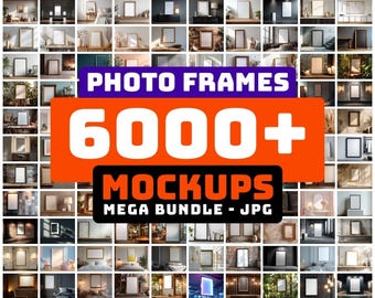 Paquete de más de 6000 maquetas de marcos de fotos, conjunto de maquetas de marcos para arte mural, maquetas de decoración de interiores, exhibición de pósteres e impresiones, megapaquete JPG