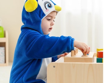 Conjunto de pingüino con auriculares, mono de animalito, mono con capucha de dibujos animados, mono de bebé de invierno acogedor, disfraz de franela con capucha, mono de invierno, pijama cálido