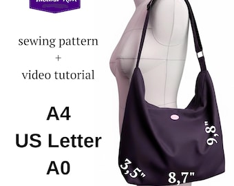 Videotutorial hobo-tas naaipatroon, tas pdf-naaipatroon, schoudertas, slouchy-tas met instant download, handtas