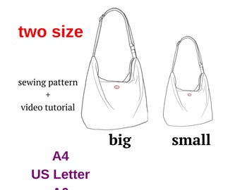 Videotutorial hobo-tas naaipatroon, tas pdf-naaipatroon, schoudertas, slouchy-tas met instant download, handtas