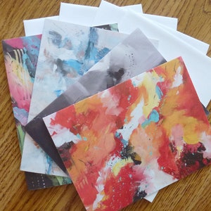 Abstract Art Note Cards: Colorful Blank Stationery, Set of 4