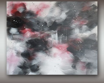 Original Christian Acrylic Abstract 24x30 Painting titled "The Nineth Hour" red, black and white tones