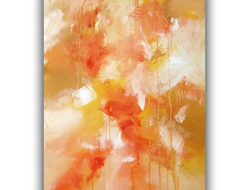 24 x 30 Original Abstract Acrylic Christian Painting titled "Compassion", Orange Yellow Tones, Gallery Wrap, Free Shipping