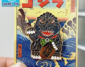 GODZILLA Lucky Neko Diecast Pin