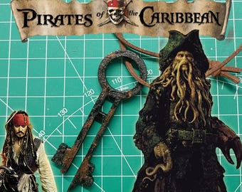 Ręcznie wykonany naszyjnik z motywem Piratów z Karaibów, Davy Jones Key, skrzynia umarlaka, replika Jacka Sparrowa