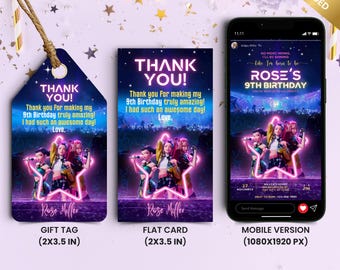Editable Kpop Demon Hunters Birthday Invitation, Huntrix Anime
