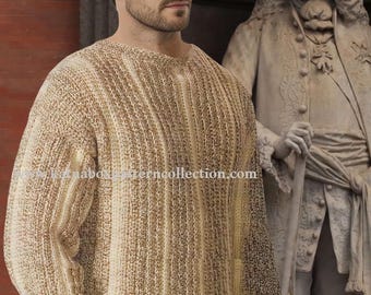 Crochet PDF Pattern: Men's Vertical Pullover Sweater for Advanced Skill Levels