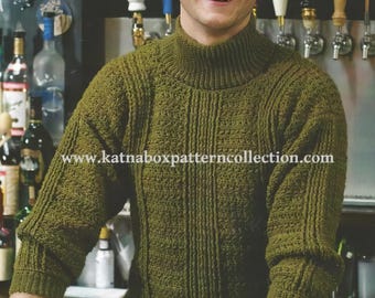 Crochet PDF Pattern: Mens' "Gatsby" Style Turtleneck Sweater for Advanced Skill Levels