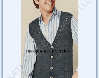 Crochet PDF Pattern: Men's Simple Vest