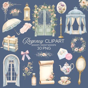Regency Clipart : aquarelles vintage (30 PNG)