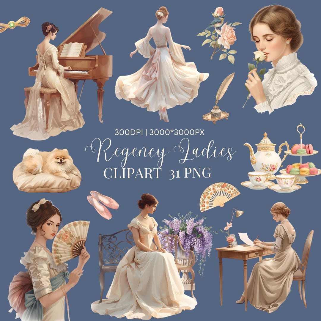 Regency Ladies Clipart: 31 Watercolor Vintage Digital Graphics - Etsy