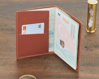 Handmade Full Grain Leather Passport Holder – Personalized Travel Wallet
