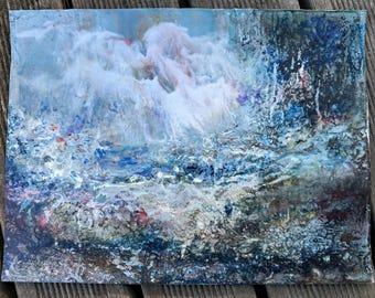 Original painting Abstract Landscape Seascape / acrylic with beeswax