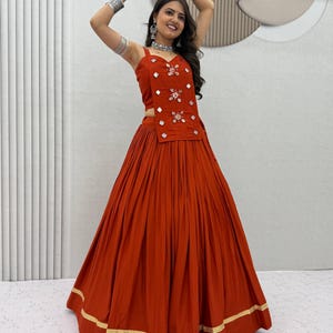 Pure Cotton Navratri Lehenga Choli – Real Cowrie Shells, Mirror Work, 6 Meter Flair