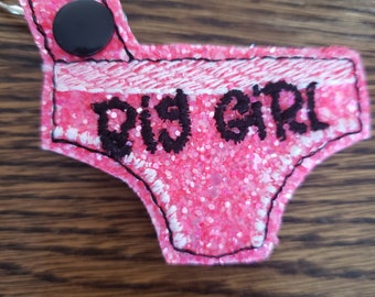 Big Girl Panties, Black and white- key chain/snap tab