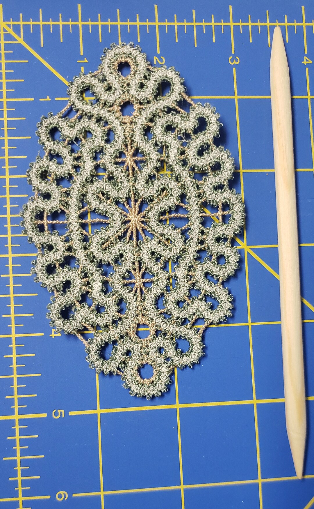 Bun Cover With Stick Green and Tan Lace Etsy