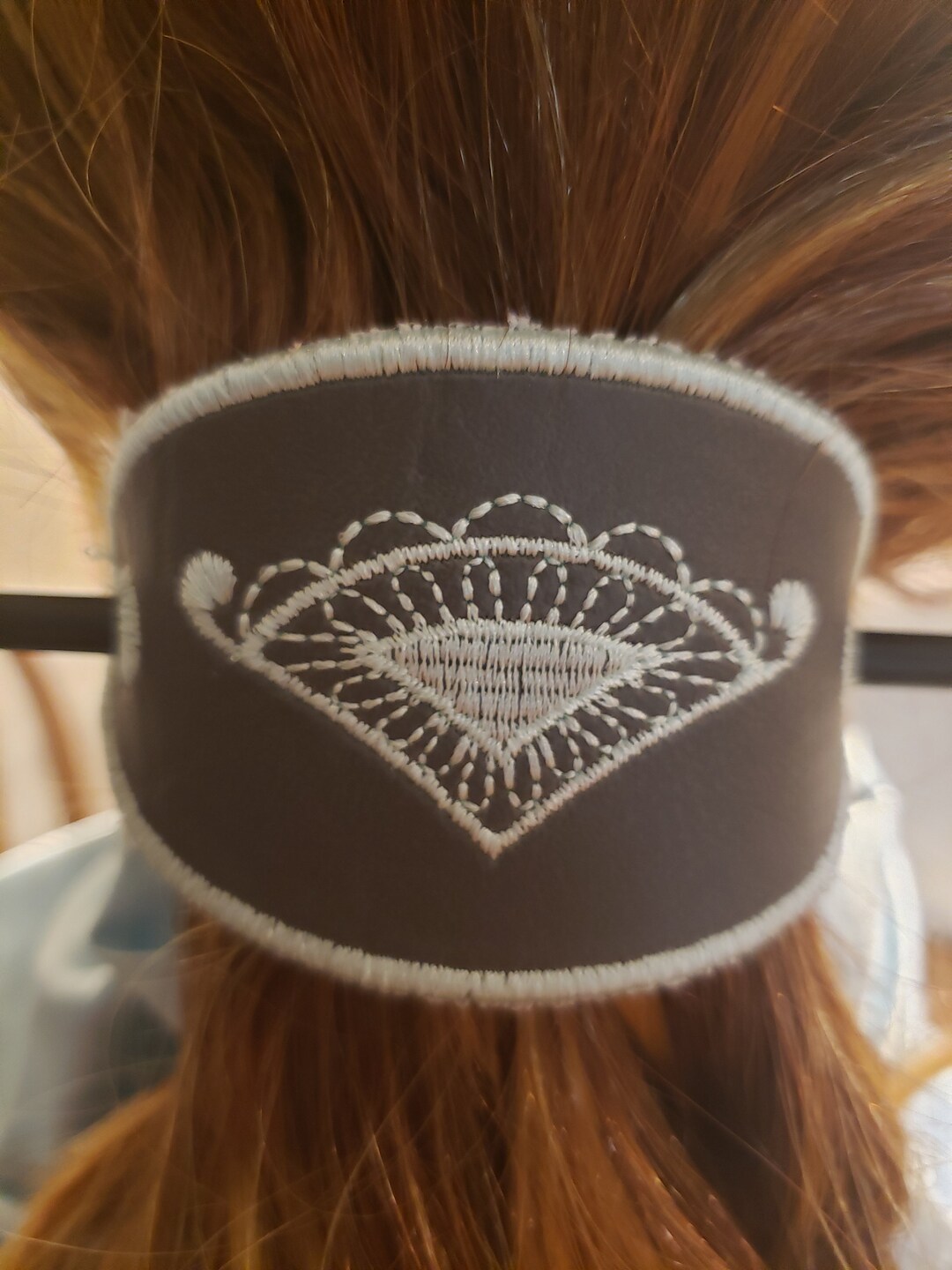 Bun Cover With Stick Pale Green and Dark Gray Etsy