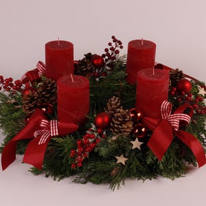 Fresh Advent wreath, hand-tied from genuine Norman fir – Natural Christmas wreath table decoration for the winter season
