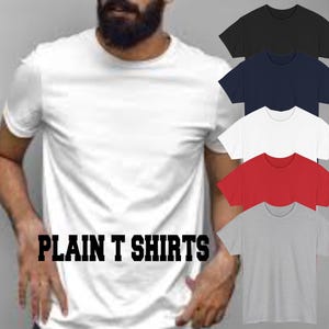 Camiseta lisa unissex, camiseta básica de cor sólida, camiseta minimalista em branco, camiseta de algodão para o dia a dia.