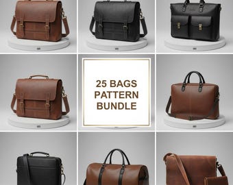 25 Leather Bag Patterns Bundle | DIY Crossbody, Backpack, Tote (Digital Template)