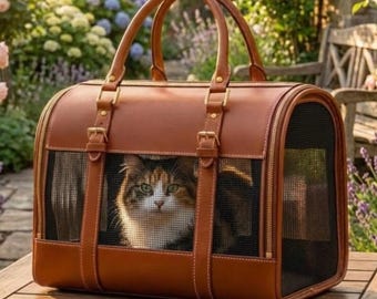 Leather Mesh Pet Carrier Pattern | DIY Travel Pet Bag PDF | Cat Carrier Template | Dog Carrier Pattern | A4,A0, DXf, US Letter, Svg